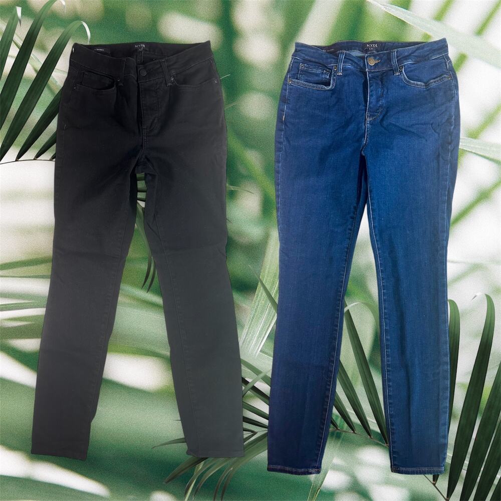 Set 2 NYDJ Women's 6 Ami Skinny Black & Dark Blue Lift x Tuck Jeans Stretch